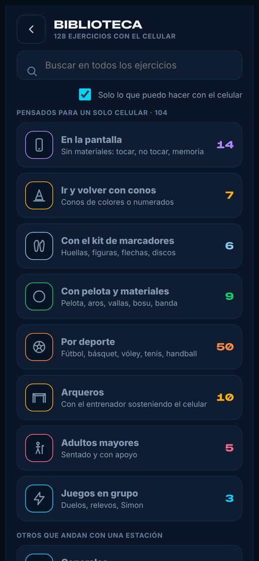 Biblioteca de ejercicios de la app ArgFit Smart