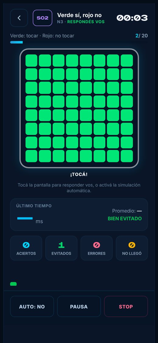 Ejercicio de reacción en la pantalla del celular